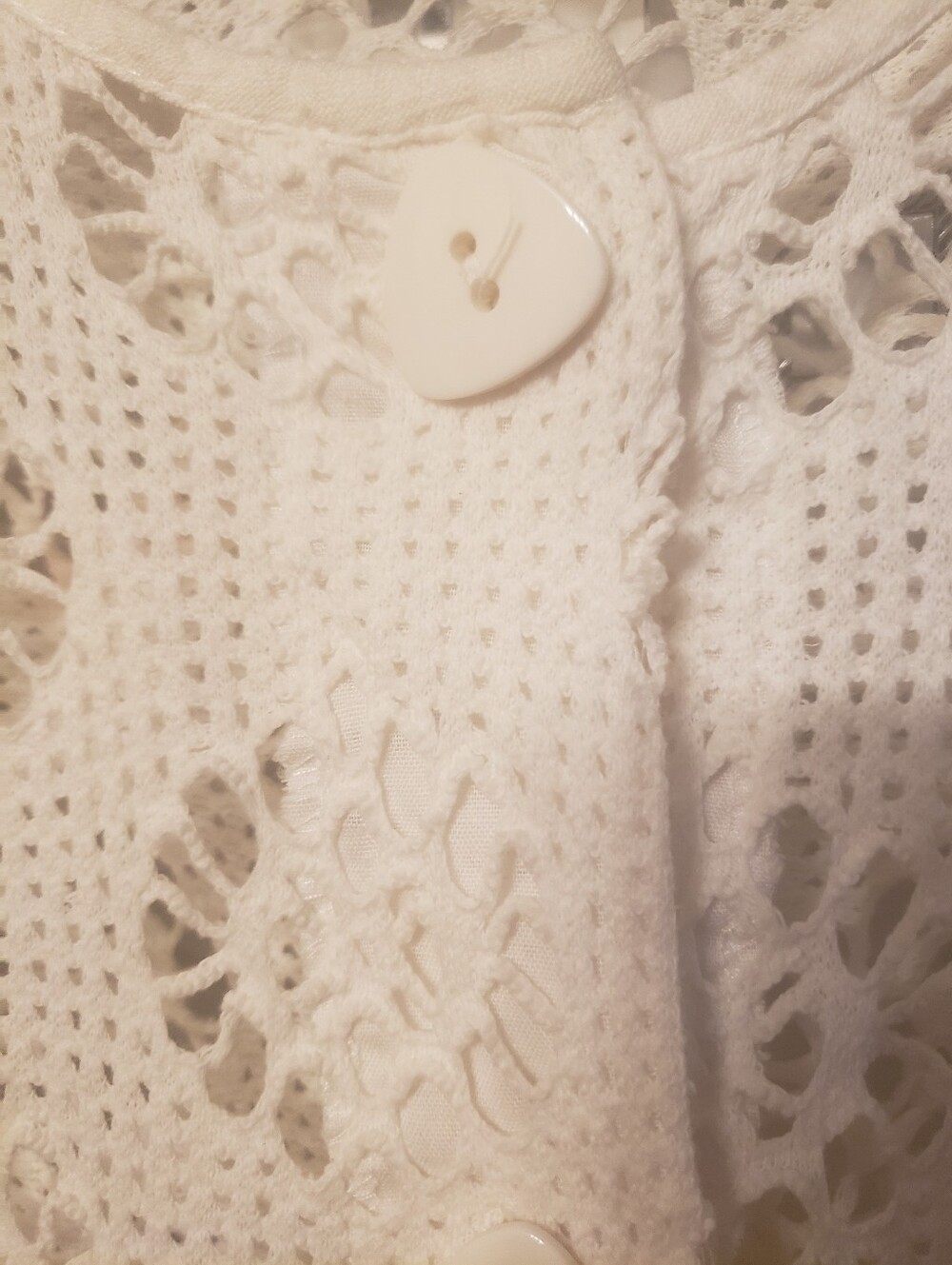 Dotti White Crochet Button-Front Dress - Picture 2 of 6